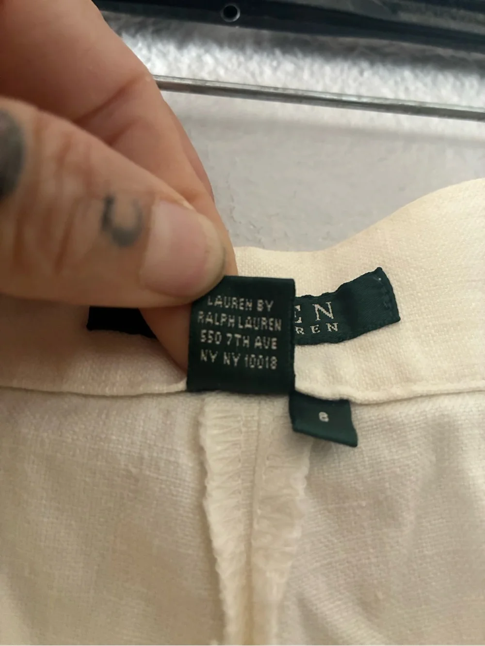 VTG Lauren Ralph Lauren Colonial Cream 8 Linen Cotton Blend WIDE Leg Slacks